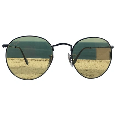 Pre-owned Ray Ban Round Yellow Metal Sunglasses