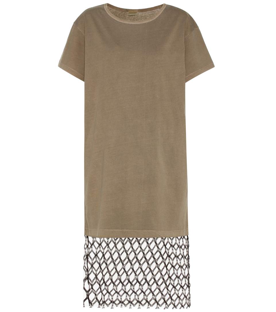 Dries Van Noten Cotton T-shirt Dress In Kaki | ModeSens