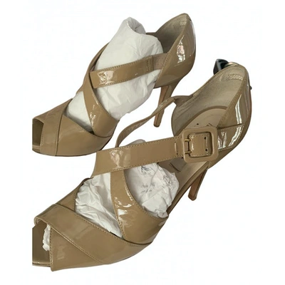 Pre-owned Lk Bennett Patent Leather Sandals In Beige