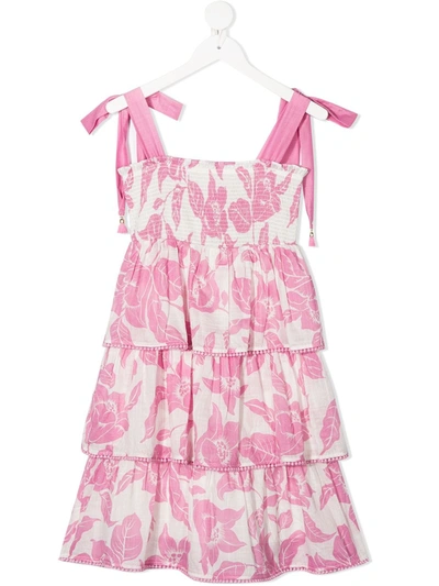 Zimmermann Kids' Little Girl's & Girl's Bells Shirred Printed Tiered Dress In Pink Tropic