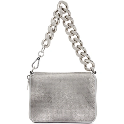 Kara Silver Large Crystal Bike Wristlet Clutch In Metallic