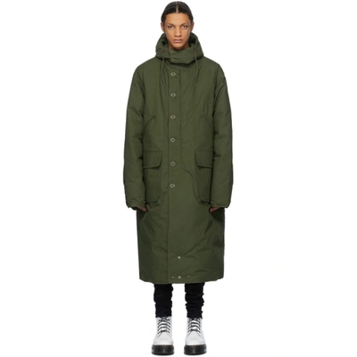 R13 Reversible Green Down Anorak Puffer Jacket In Olive