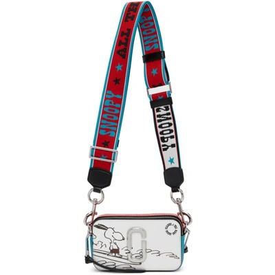 Marc Jacobs Red & Blue Peanuts Edition Snoopy Snapshot Shoulder Bag In White