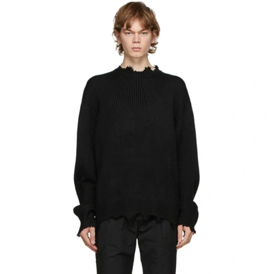 C2h4 Chunky-knit Distressed Jumper In Black