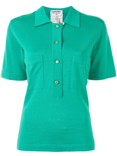 Pre-owned Chanel Cc Buttons Polo Shirt In Green