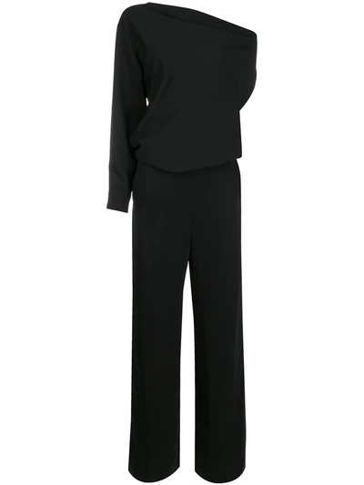 Mm6 Maison Margiela One-shoulder Velvet Jumpsuit In Black
