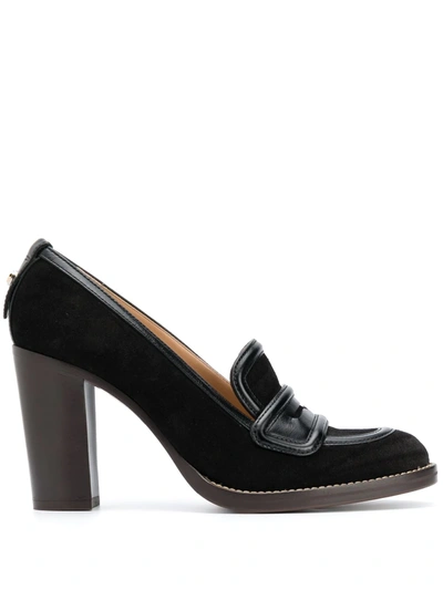 Chloé Emma Leather-trimmed Suede Pumps In Black