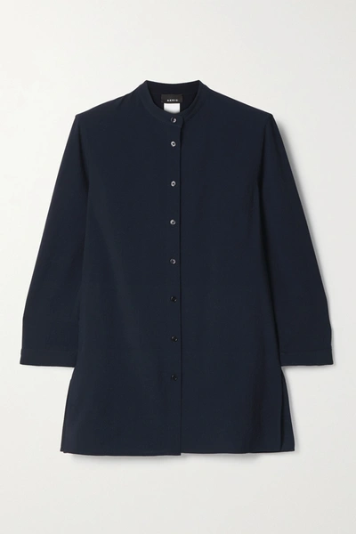 Akris Wool-crepe Blouse In Midnight Blue