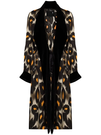 R13 Velvet-trimmed Leopard-print Cupro Jacket In Brown