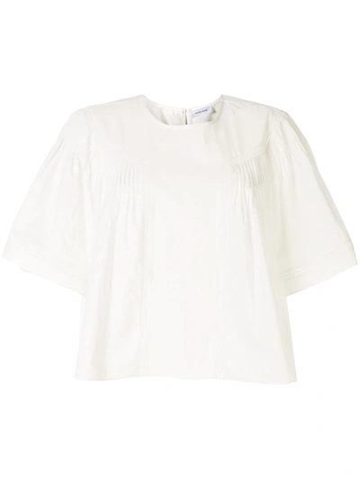 Anine Bing Eloise Crochet-trimmed Pleated Cotton-voile Blouse In White