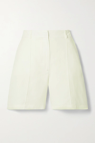 Anine Bing Mila Lyocell, Linen And Cotton-blend Shorts In Ivory