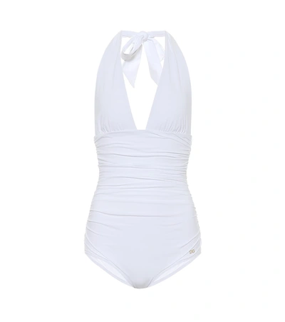 Dolce & Gabbana Halterneck Swimsuit In White