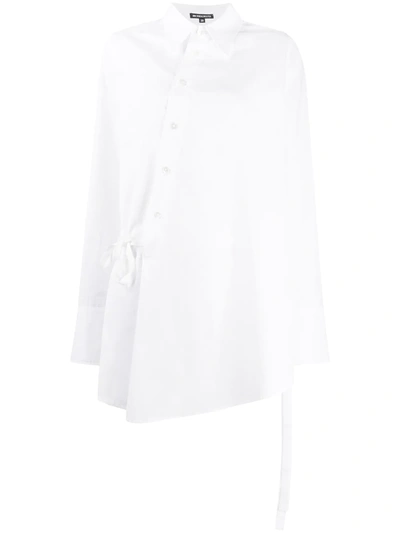Ann Demeulemeester Over Asymmetric Cotton Poplin Shirt In White