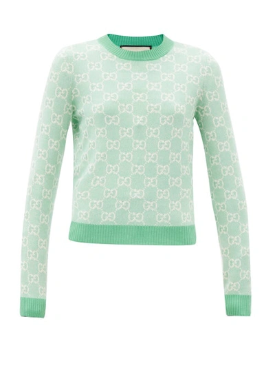 Gucci Gg-jacquard Wool-blend Sweater In Green