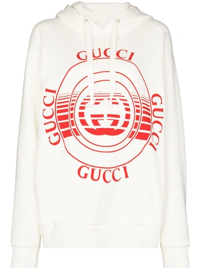 Gucci Printed Cotton-jersey Hoodie In Red