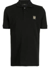 Belstaff Logo-patch Regular-fit Cotton Polo Shirt In Black