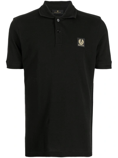 Belstaff Logo-patch Regular-fit Cotton Polo Shirt In Black