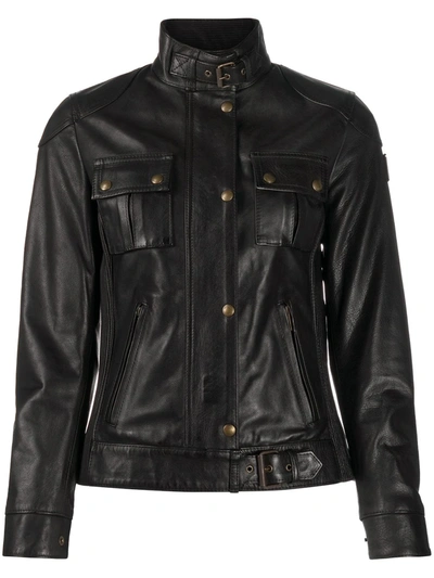 Belstaff Gangster Waxed Leather Jacket In Black