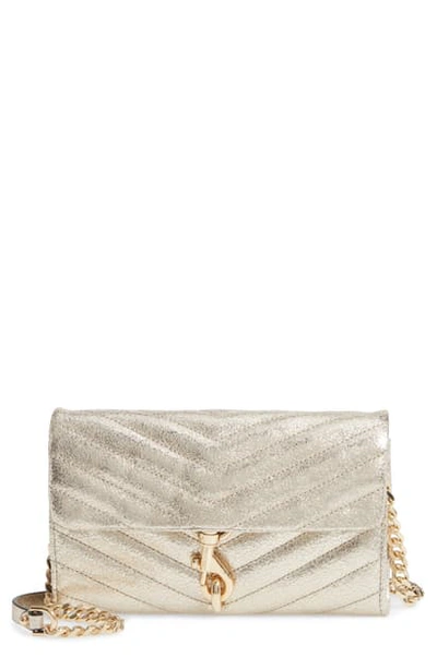 Rebecca Minkoff Edie Wallet On Shoulder Bag In Gold Leather In Champagne