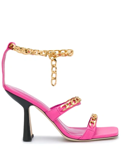By Far 100mm Gina Leather Sandals In Fuchsia,gold
