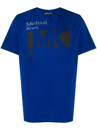 Michael Kors Graphic-print Crew Neck T-shirt In Blue