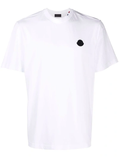 Moncler Contrasting Logo Patch T-shirt In White