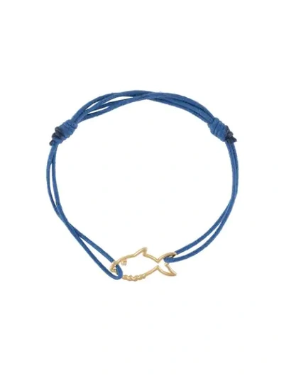 Aliita Pececito Knotted Cord Bracelet In Blue