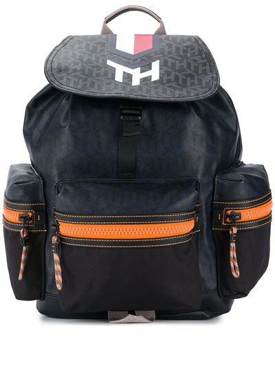 Tommy Hilfiger Monogram Flap Backpack In Blue