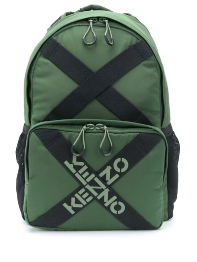Kenzo Logo Cross-over Backpack In 51 Dark Kha