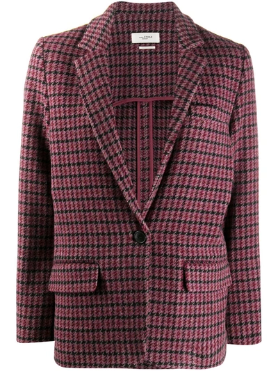 Isabel Marant Étoile Long-sleeved Check Pattern Blazer In Bordeaux