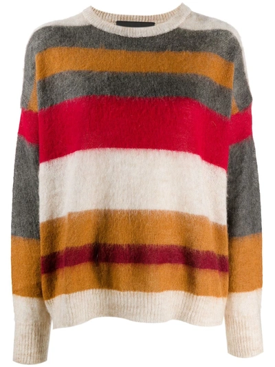 8pm Striped Relaxed-fit Jumper In Neutrals