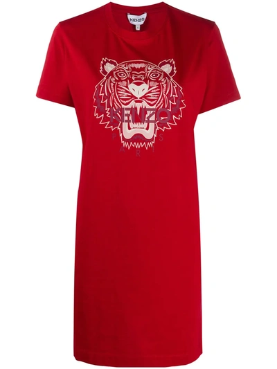 Kenzo Tiger Motif T-shirt Dress In Red