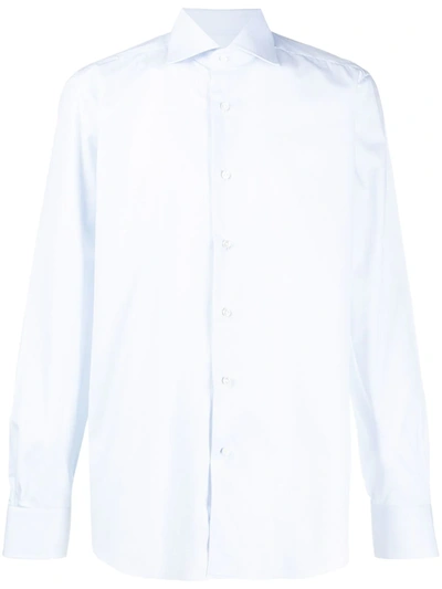 Barba Spread Collar Shirt In Blue