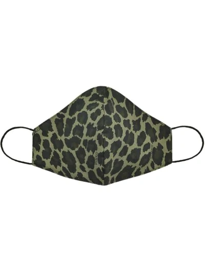 Pinko Leopard Print Face Mask In Green