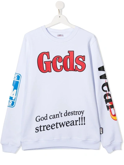 Gcds Teen Graphic Print Cotton T-shirt In White