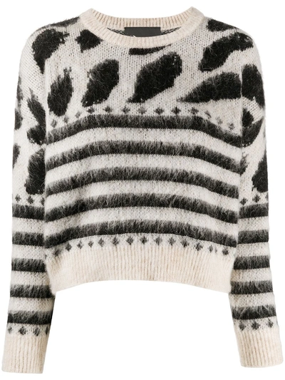 8pm Print-mix Crew Neck Jumper In Neutrals