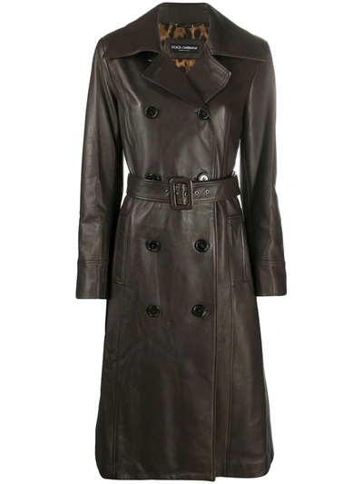 Dolce & Gabbana Double-breasted Coat In Brown