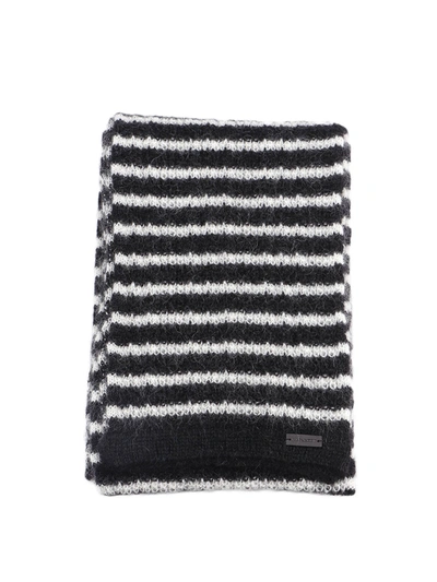 Saint Laurent Striped Scarf In Black And White