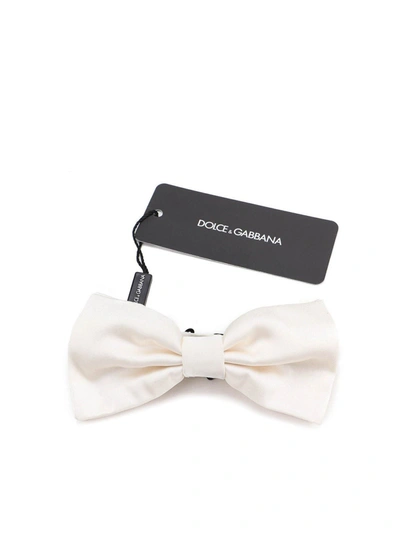 Dolce & Gabbana Silk Bow Tie In White