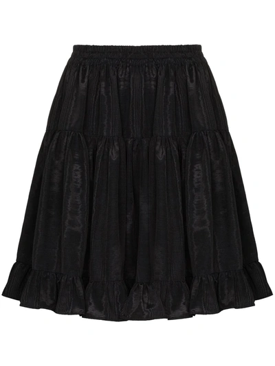 Batsheva Amy High Waist Tiered Skirt In Black
