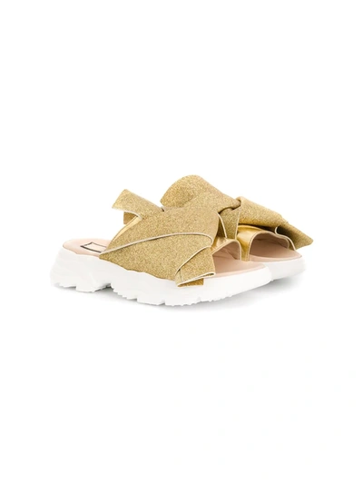 N°21 Kids' Glitter-effect Sandals In Gold