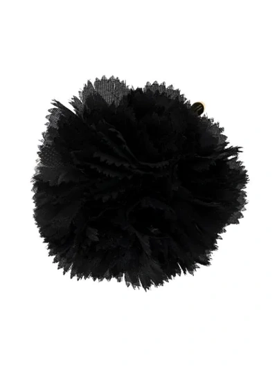 Alexandre Vauthier Tulle Flower-appliqué Brooch In Black