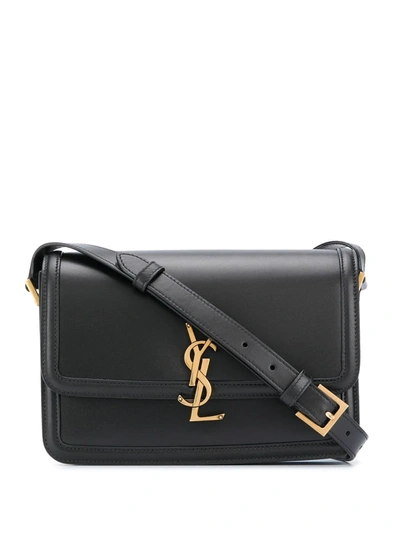 Saint Laurent Monogram Leather Shoulder Bag In Black