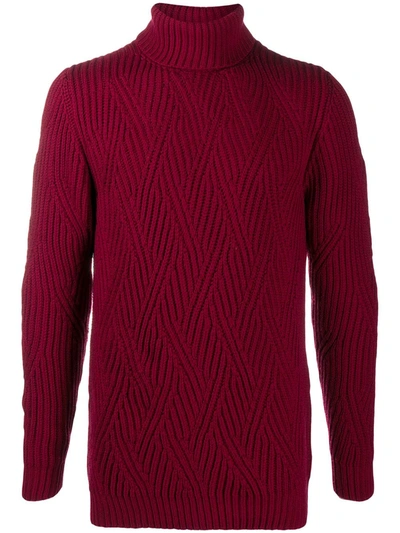 Etro Patterned Knit Roll Neck Jumper In Red
