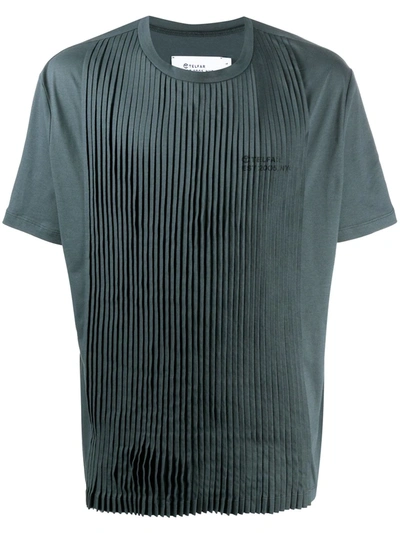 Telfar Pleated Logo Cotton T-shirt In Grey