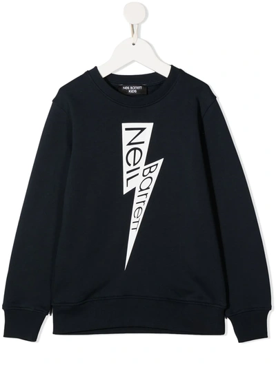 Neil Barrett Teen Logo Print Cotton Sweatshirt In Black