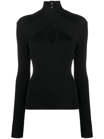 Msgm High Neck Knitted Top In Black