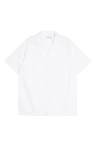 Topman Slub Short Sleeve Button-up Camp Shirt In White