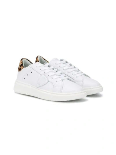 Philippe Model Kids' Granville Leather Lace-up Trainers In White