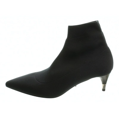 Pre-owned Prada Black Cloth Ankle Boots